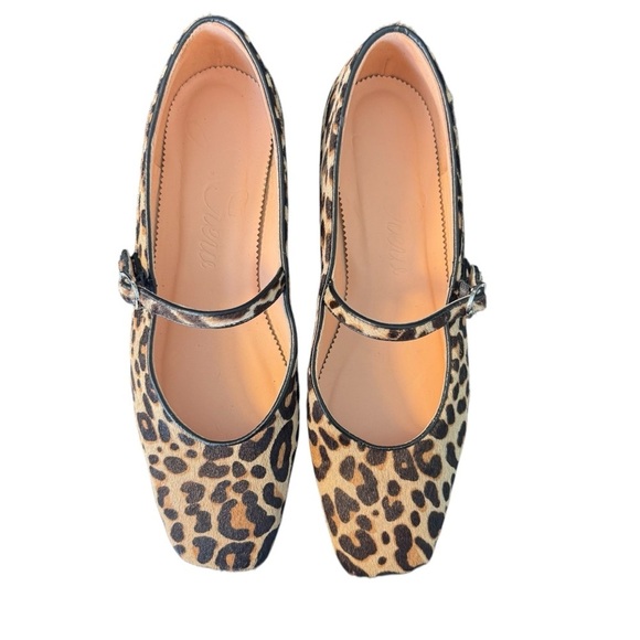 J. Crew - Anya Maryjane Animal Print Leopard Flats Sz 7.5 - Picture 2 of 9